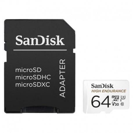 Card de memorie sandisk high endurance video microsdhc, 64gb, clasa 10, u3, adaptor microsd