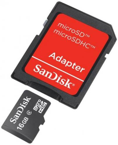 Card de memorie sandisk micro sdhc 16gb (class 4) + adaptor sd