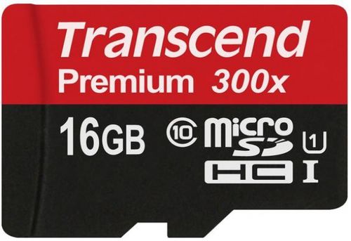 Card de memorie transcend microsdhc, 16gb, uhs1 + adaptor