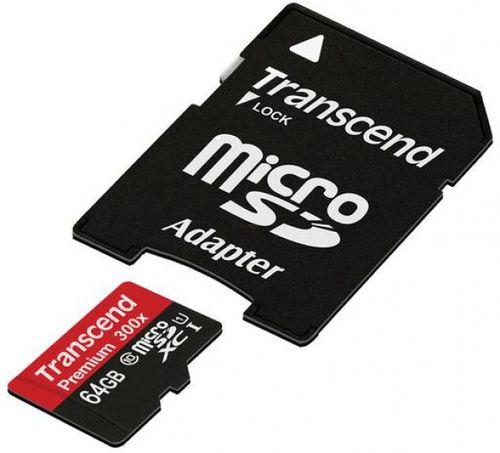 Card de memorie transcend microsdxc, 64gb, clasa 10, uhs-i + adaptor