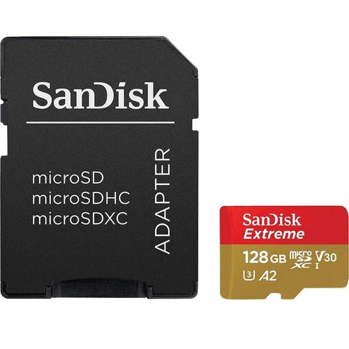 Card memorie sandisk extreme sdsdqxaf-128g microsdxc 128gb + adaptor