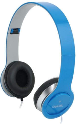 Casti stereo logilink hs0031, microfon (albastru)