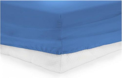 Cearceaf de pat cu elastic heinner hr-zsheet-160blue, 160 x 200 cm, bumbac, potrivit pentru saltele cu inaltime maxima de 25 cm (albastru)