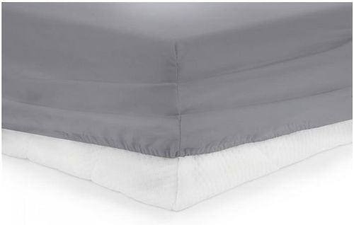 Cearceaf de pat cu elastic heinner hr-zsheet-180grey, 180 x 200 cm, bumbac, potrivit pentru saltele cu inaltime maxima de 25 cm (gri)