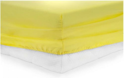 Cearceaf de pat cu elastic heinner hr-zsheet-180ylw, 180 x 200 cm, bumbac, potrivit pentru saltele cu inaltime maxima de 25 cm (galben)