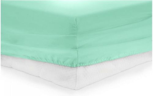 Cearceaf de pat cu elastic heinner hr-zsheet-90trq, 90 x 200 cm, bumbac, potrivit pentru saltele cu inaltime maxima de 25 cm (turcoaz)