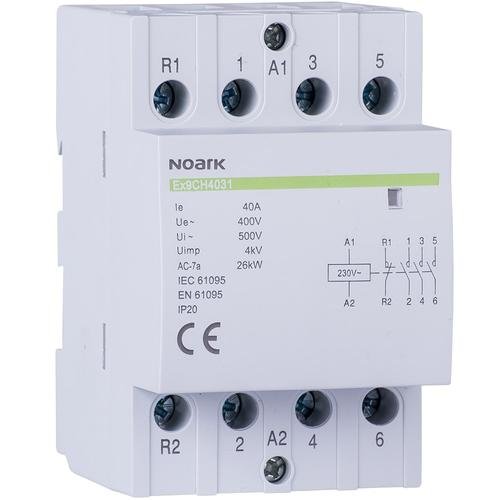 Contactor de instalare noark 102420, 40 a,220/230 v, 3 module
