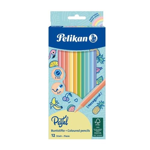 Creioane pastel color lacuite, sectiune hexagonala, mina 3 mm, set 12 culori
