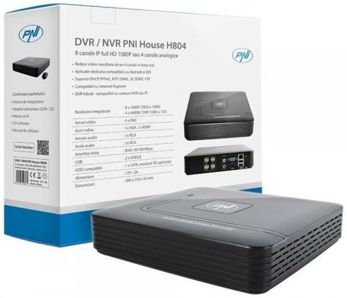 Dvr/nvr pni house h804, 4 canale ip full hd 1080p sau 4 canale analogice