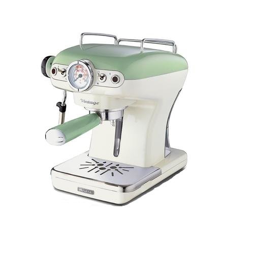 Espressor manual ariete 1389 vintage, sistem cappuccino, 15 bar (verde)
