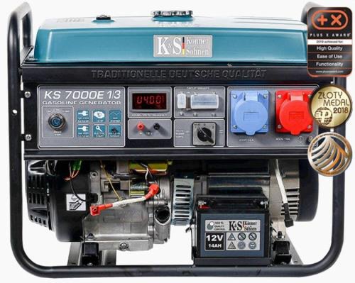 Könner&söhnen Generator curent electric könner & söhnen ks 7000e-1/3, 13 cp, autonomie 17 h, pornire electrica, benzina (albastru/negru)