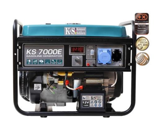 Könner&söhnen Generator curent electric könner & söhnen ks 7000e, 13 cp, autonomie 17 h, protectie suprasarcina, senzor nivel scazut ulei, bobinaj cupru, benzina (albastru/negru)