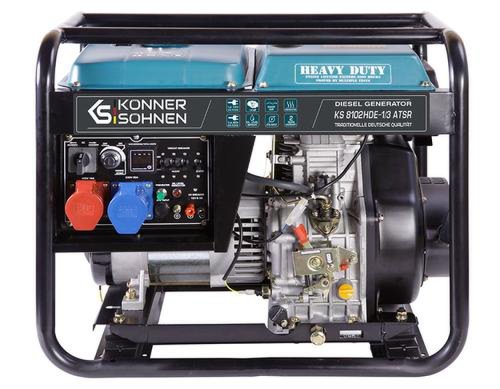 Generator curent electric konner & sohnen ks 8100hde-1/3 atsr, diesel, monofazat/trifazat, 14 cp (negru/turcoaz)