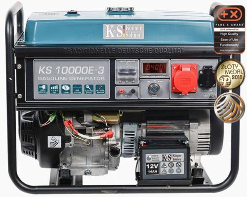 Generator curent electric trifazat könner & söhnen ks 10000e-3, 18 cp, autonomie 15 h, pornire electrica, benzina (albastru/negru)