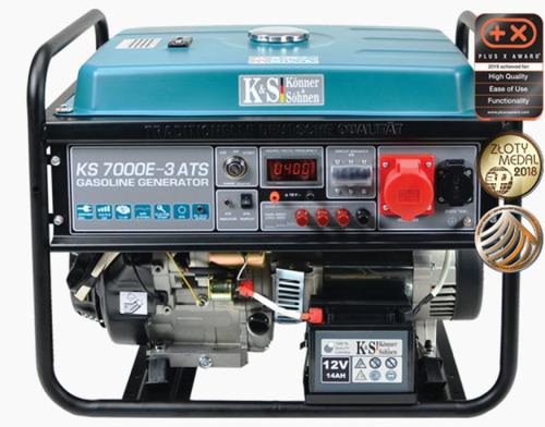 Generator curent electric trifazat könner & söhnen ks 7000e-3 ats, 13 cp, autonomie 17 h, benzina (albastru/negru)