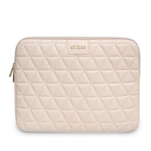 Husa pouch guess quilted collection, pentru apple macbook 13inch-13.3inch (roz/auriu)