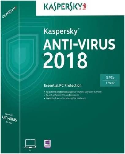 Kaspersky anti-virus 2018, 3 pc, 1 an, licenta reinnoire, box/retail