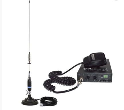Kit statie radio cb midland alan 100 plus + antena pni s75 cu magnet (negru)