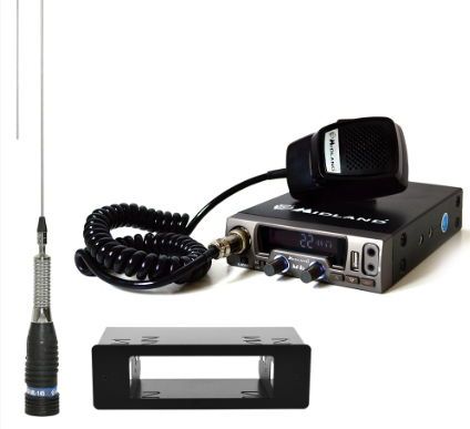 Kit statie radio cb midland m10 + carcasa 1 din + antena midland ml145 fara cablu