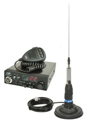 Kit statie radio cb pni escort hp 8024 asq + antena cb midland ml145 cu magnet