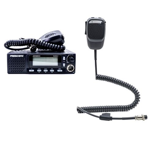 Kit statie radio cb president johnson ii + microfon inteligent dual mike cu bluetooth 6 pini