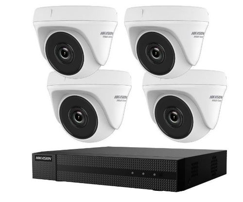 Kit supraveghere video hikvision hwk-t4144th-mh, tehnologie turbo hd, 4 camere dome hwt-t140 + 1 dvr hwd-6104mh-g2, 4 canale + 1tb hdd