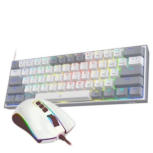 Kit tastatura si mouse redragon gaming dynamic duo, iluminare rgb, usb (alb/gri)
