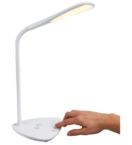 Lampa de birou led clip sonic tea158, control tactil, talpa cu incarcare wireless (alb)