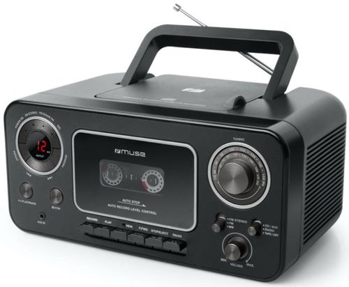 Micro sistem audio portabil muse m-182 rdc mse00064, cd-player, radio, player casete audio si recorder, aux-in (negru)