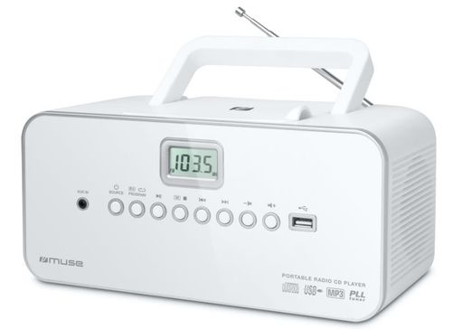 Micro sistem audio portabil muse m-28 rdw mse00075, cd-player, radio, aux-in (alb)