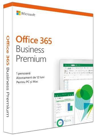 Microsoft office 365 business premium, 32/64bit, engleza, subscriptie 1 an, 1 user, 1 pc/mac