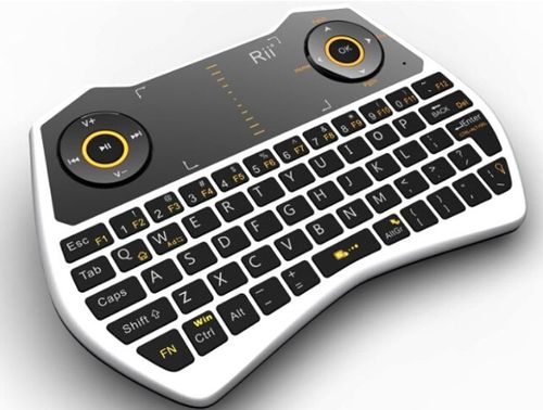 Mini tastatura rii i28c, wireless, iluminata, touchpad, pentru computer, smart tv (alb)