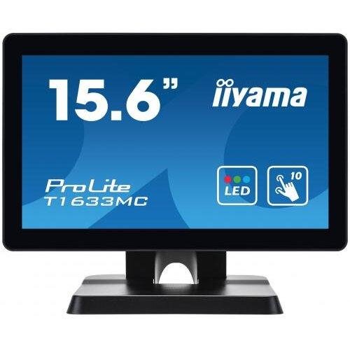 Monitor ips led iiyama 15.6inch t1633mc-b1, hd (1366x768), vga, hdmi, displayport, touchscreen (negru)