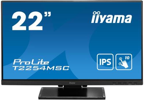 Monitor ips led iiyama prolite 21.5inch t2254msc-b1ag, full hd (1920 x 1080), hdmi, displayport, touchscreen, boxe (negru) 