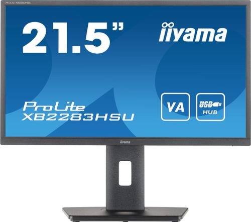 Monitor va led iiyama 21.5inch xb2283hsu-b1, full hd (1920 x 1080), hdmi, displayport, amd freesync, pivot, boxe (negru) 