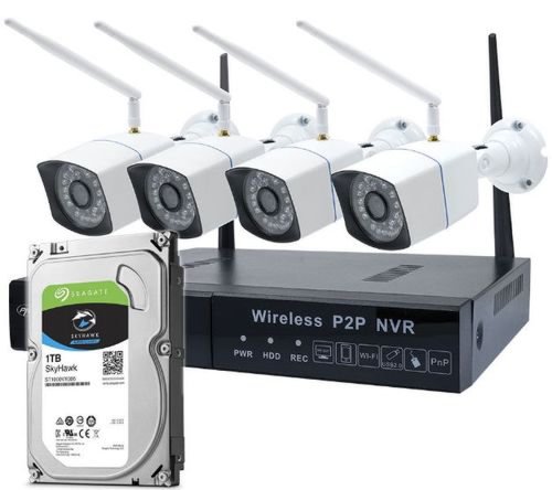 Pachet kit supraveghere video pni house wifi550 nvr, 4 camere wireless, 1.0mp, ip66, hdd 1tb inclus