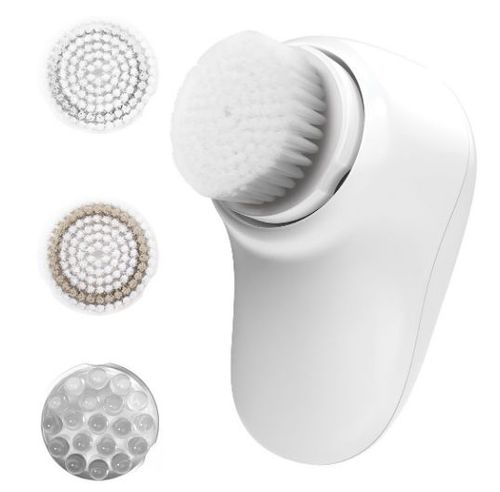 Perie de curatare faciala homedics compact cleansing brush, 3 accesorii, usb, 3 nivele intensitate (alb)