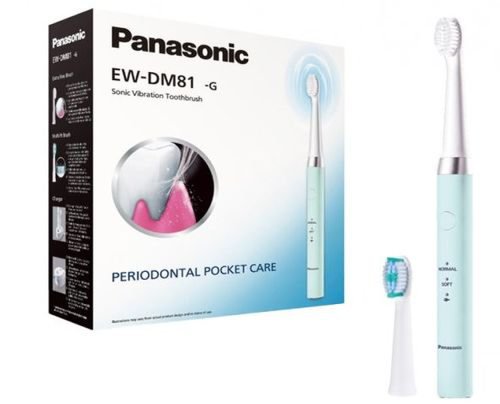 Periuta de dinti electrica Panasonic sonic vibration ew-dm81-g503, 31000 oscilatii/min, 2 programe, 2 capete (alb/verde)