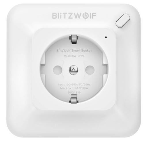 Priza inteligenta blitzwolf bw-shp8, 3680w, 16a, monitorizare consum, compatibil alexa, google home si ifttt (alb)