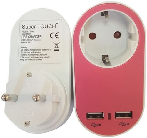 Priza super touch sth-0646, 2 x usb (roz)