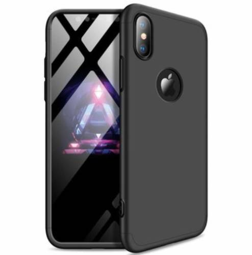 Protectie spate gkk 360 logo cut pentru iphone xs max 874155926054 + bonus folie protectie display (negru)