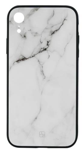 Protectie spate just must glass print white marble jmgpipxrwhm pentru iphone xr (alb/negru)