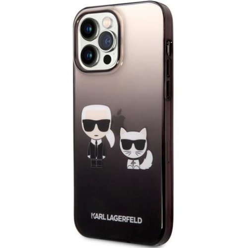Protectie spate karl lagerfeld gradient karl and choupette pentru apple iphone 14 pro max (negru)