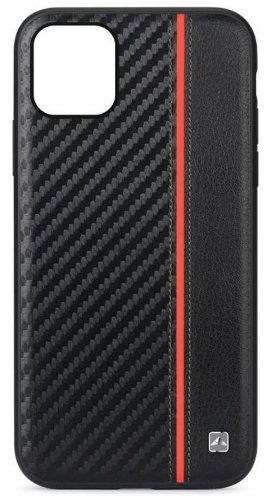 Protectie spate meleovo carbon mlvcmxipbr pentru iphone 11 pro, placuta metalica integrata (negru/rosu)