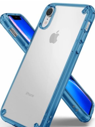 Protectie spate ringke fusion 8809628566286 pentru iphone xr (transparent/albastru)