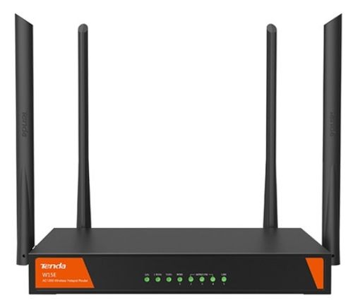 Router hotspot wireless tenda w15e, dual band, 1200 mbps, 4 antene externe (negru)