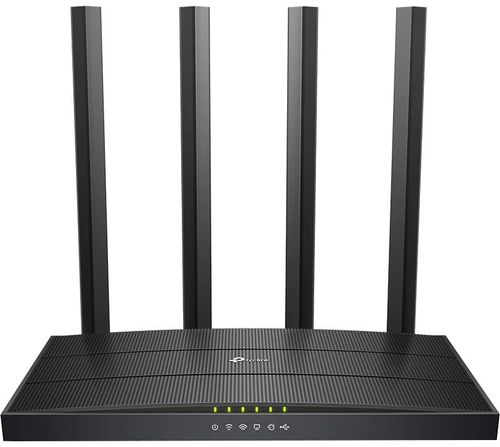 Router wireless tp-link archer c6u, gigabit, dual band, 1200 mbps, 4 antene externe (negru)