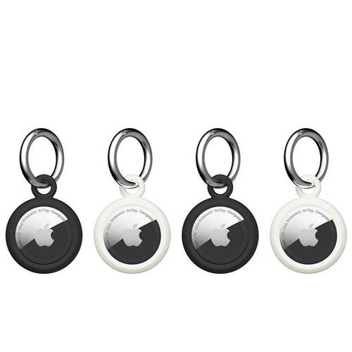Set 4 carcase de protectie tip breloc uag u dot keychain compatibile cu apple airtag, antimicrobiane (negru/alb)