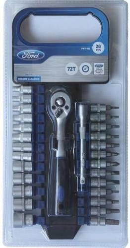 Set cheie tubulara ford tools fmt-012, cu clichet, 28 piese, 1/4inch biti