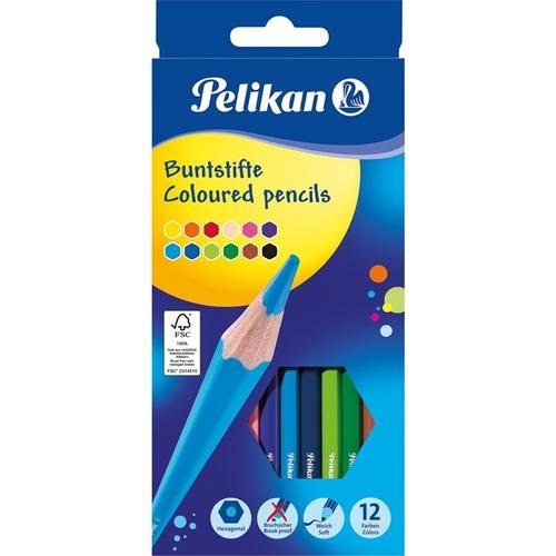 Set creioane color pelikan, lacuite, varf de 3 mm, 12 buc/set